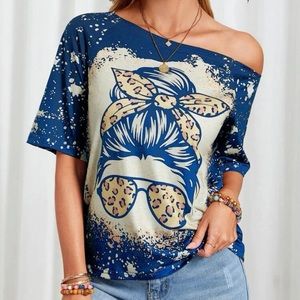 Messy hair bun tshirt ( leopard print )